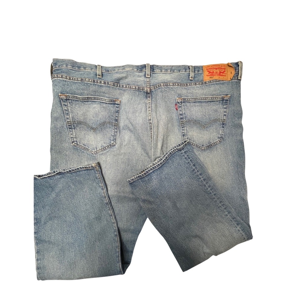 Levis 501 Original Fit Jeans Mens 50x30‎ Blue Denim Button Fly Straight Leg